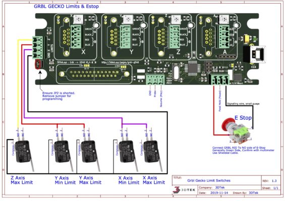 GRBL + Gecko G540 Combo Wiring Diagrams - CNC Routers | 3DTEK